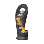 SOLARA Outdoor Water Fountain - Resin Cascading Waterfall, UV-Resistant, Waterproof, Elegant Design with Warm Lighting