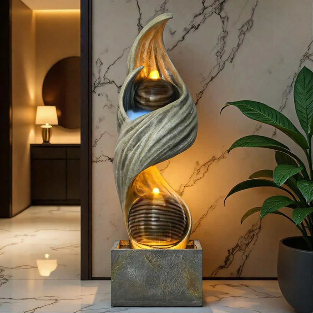 SOLARA Resin Outdoor Fountain - Cascading Waterfall, UV-Resistant, Waterproof, Elegant Design for Gardens and Patios