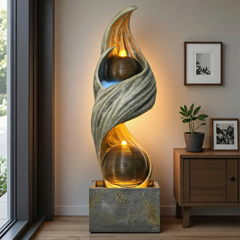 SOLARA Resin Outdoor Fountain - Cascading Waterfall, UV-Resistant, Waterproof, Elegant Design for Gardens and Patios