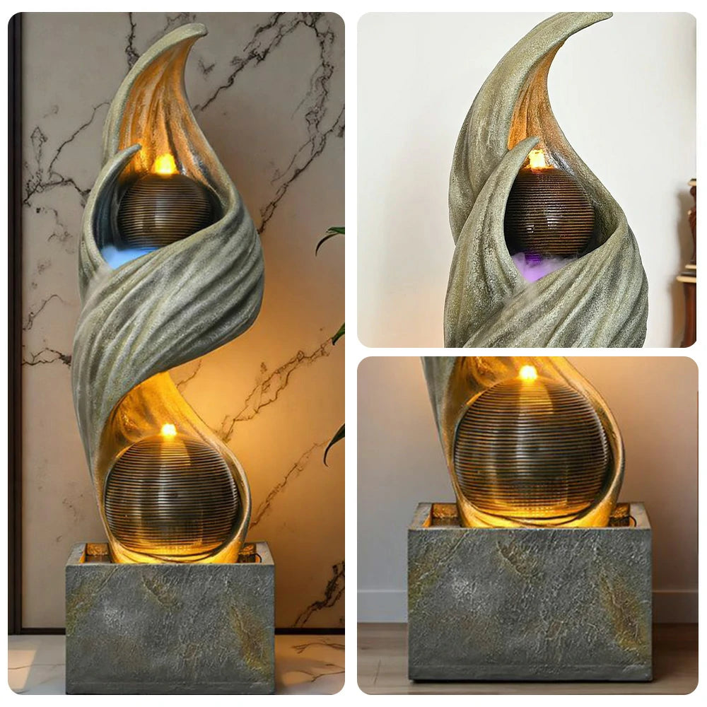 SOLARA Resin Outdoor Fountain - Cascading Waterfall, UV-Resistant, Waterproof, Elegant Design for Gardens and Patios