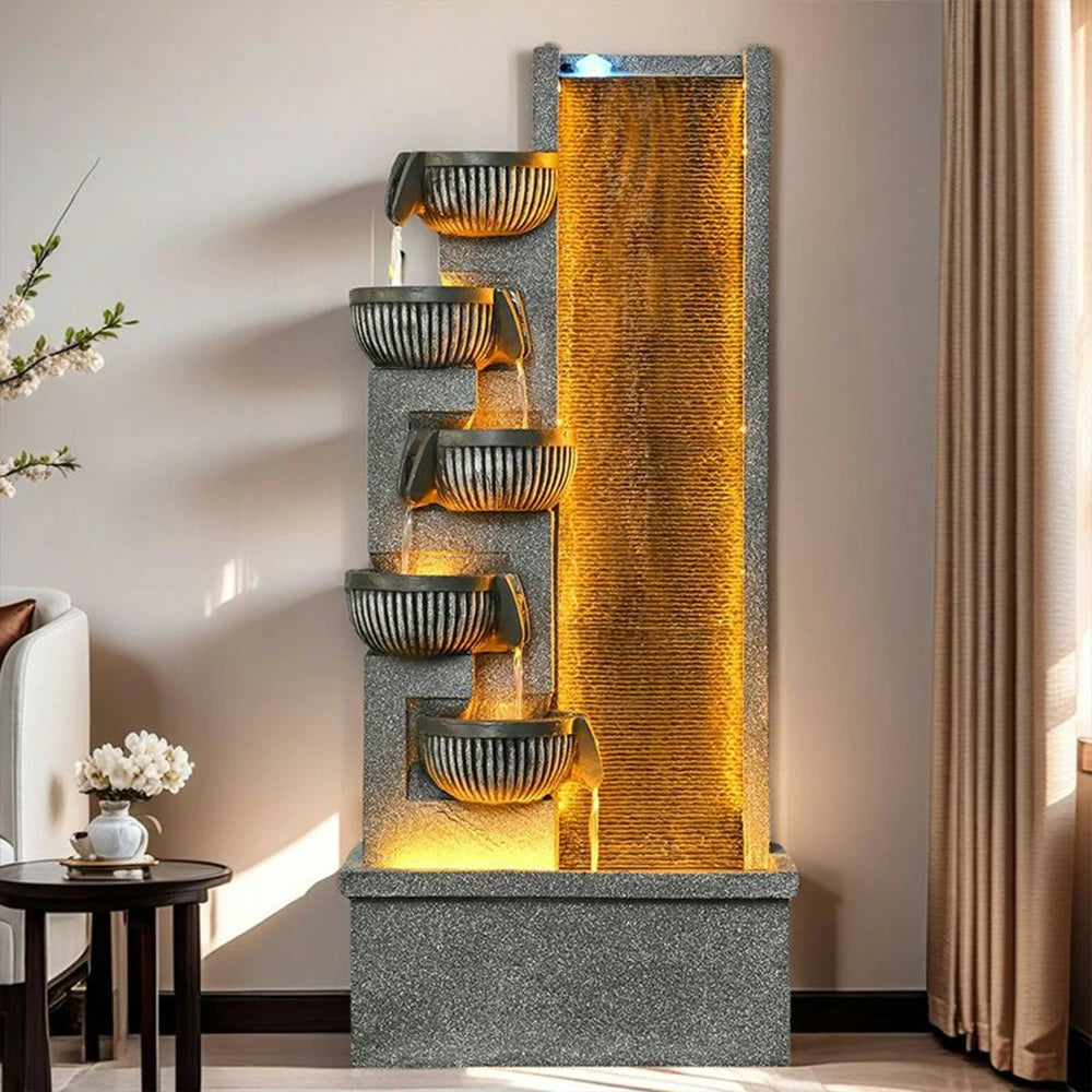 SOLARA Decorative Water Fountain - Resin Waterfall, UV-Resistant, Durable, Elegant Design for Outdoor and Indoor Spaces