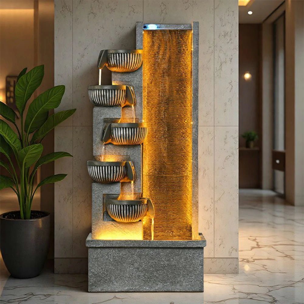 SOLARA Decorative Water Fountain - Resin Waterfall, UV-Resistant, Durable, Elegant Design for Outdoor and Indoor Spaces