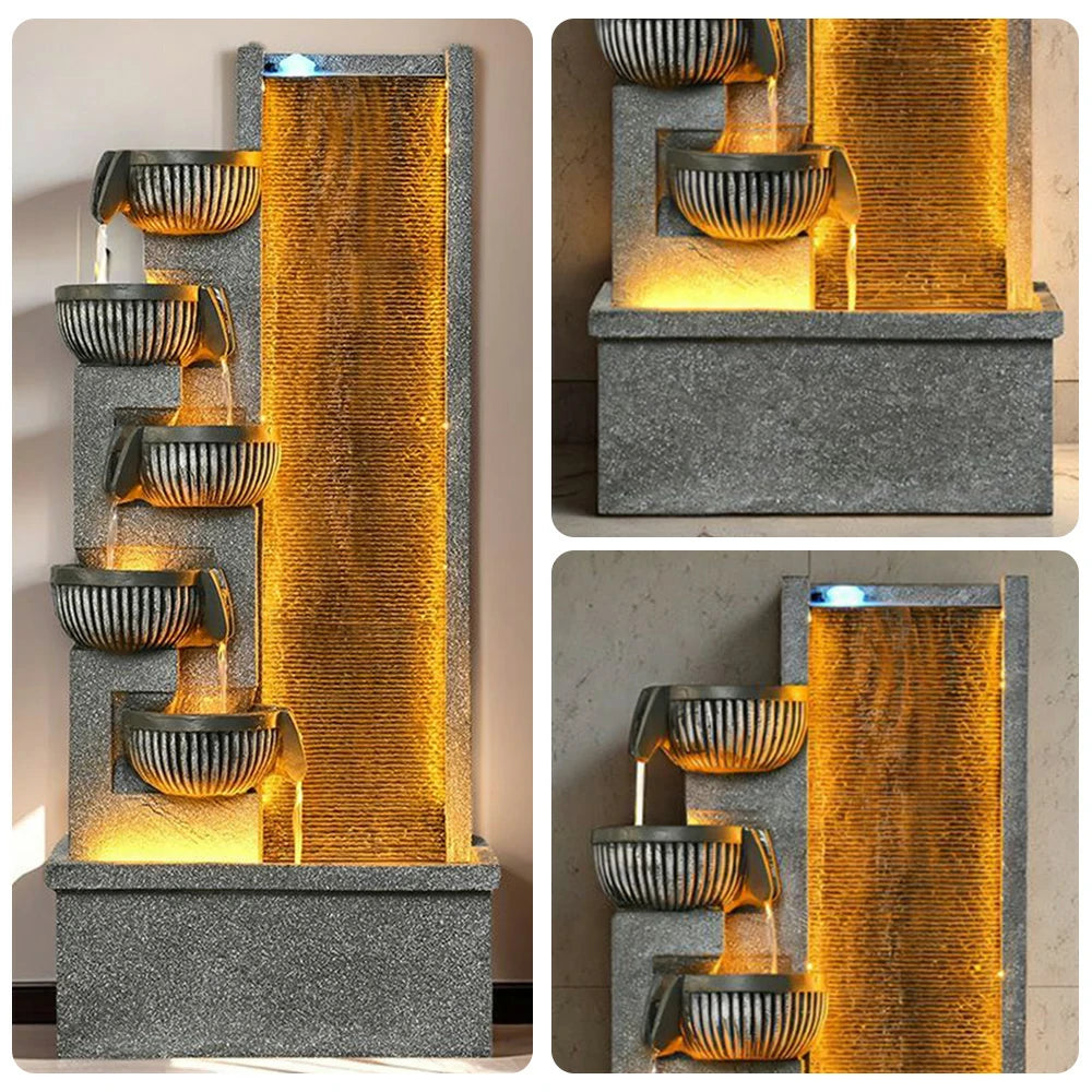 SOLARA Decorative Water Fountain - Resin Waterfall, UV-Resistant, Durable, Elegant Design for Outdoor and Indoor Spaces