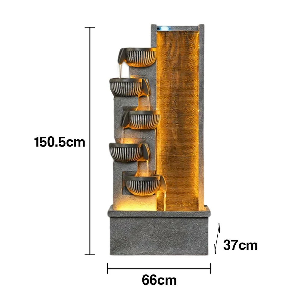 SOLARA Decorative Water Fountain - Resin Waterfall, UV-Resistant, Durable, Elegant Design for Outdoor and Indoor Spaces