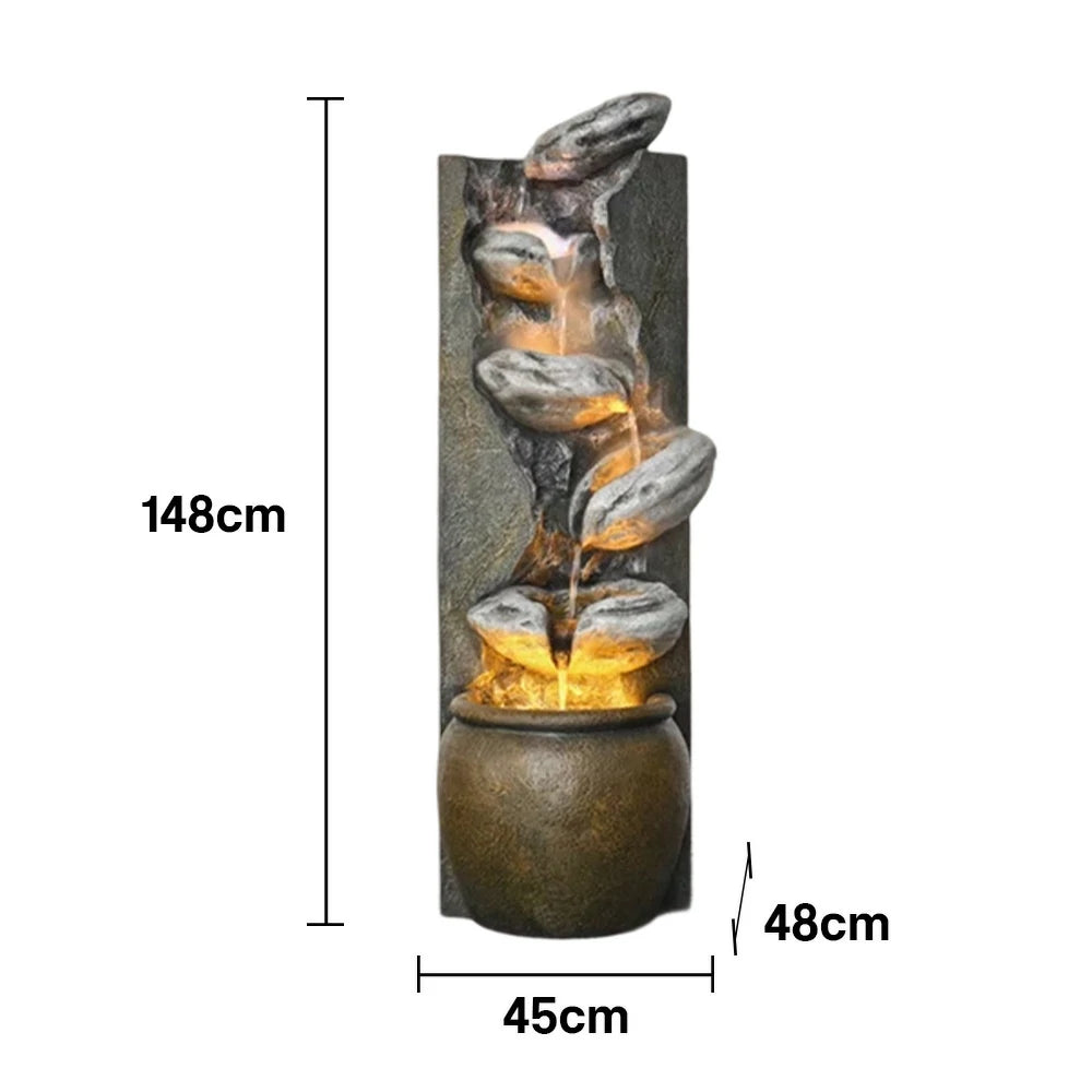 SOLARA Outdoor Fountain - Cascading Waterfall, Resin, Waterproof, UV-Resistant, Stylish and Tranquil Design for Gardens