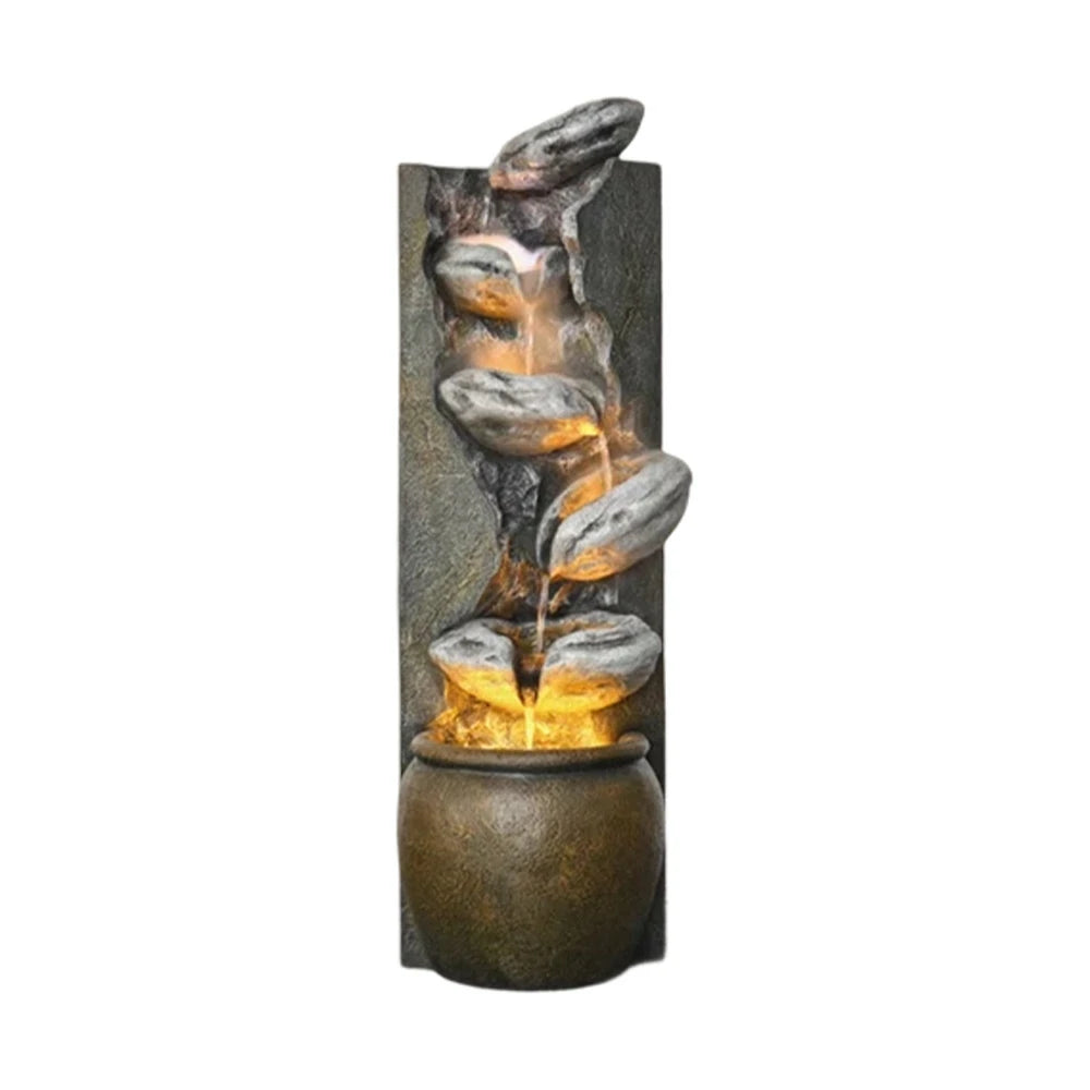 SOLARA Outdoor Fountain - Cascading Waterfall, Resin, Waterproof, UV-Resistant, Stylish and Tranquil Design for Gardens