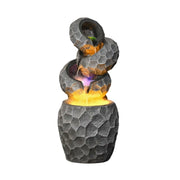 SOLARA Resin Water Fountain - Cascading Waterfall, UV-Resistant, Waterproof, Elegant Lighting, Perfect for Outdoor Decor