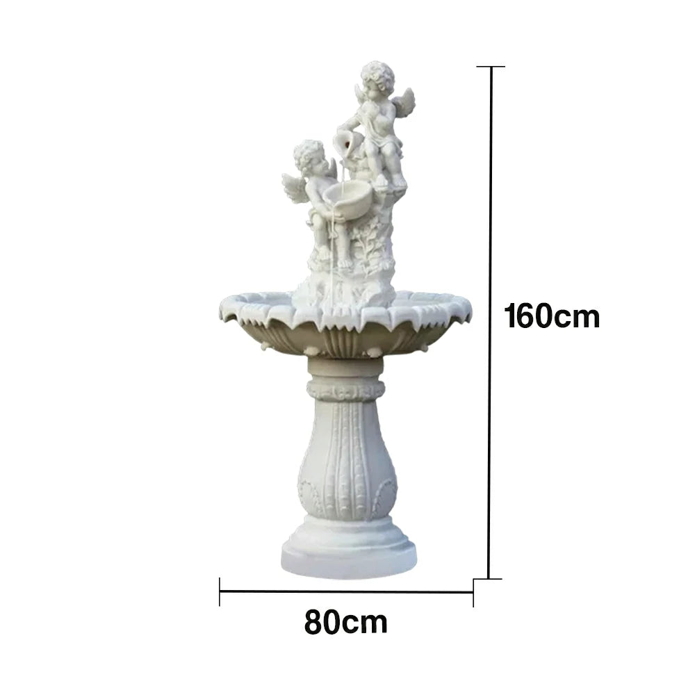 SOLARA Natural Sandstone Outdoor Fountain, Built‑In Circulation Pump, Hand‑Polished Texture, Garden Water Feature