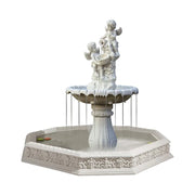 SOLARA Natural Sandstone Outdoor Fountain with 1.9m Fish Pond, Built‑In Circulation Pump, Hand‑Polished Texture, Garden Water Feature