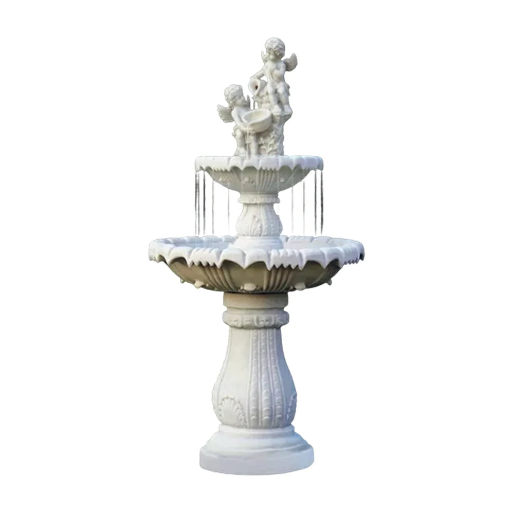 SOLARA Natural Sandstone Outdoor Fountain, Smooth Polished Surface, Clear Carved Texture, Outdoor Water Feature