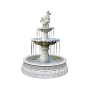 SOLARA Natural Sandstone Outdoor Fountain with 1.2m Fish Pond, Smooth Polished Surface, Clear Carved Texture, Outdoor Water Feature