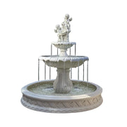 SOLARA Natural Sandstone Outdoor Fountain with 1.5m Fish Pond, Continuous Flow Pump, Natural Stone Grain, Tranquil Garden Feature