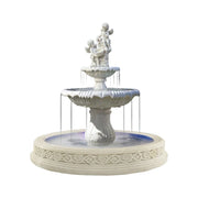 SOLARA Natural Sandstone Outdoor Fountain with 1.7m Fish Pond, Continuous Flow Pump, Natural Stone Grain, Tranquil Garden Feature