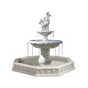 SOLARA Natural Sandstone Outdoor Fountain with 1.9m Fish Pond, Continuous Flow Pump, Natural Stone Grain, Tranquil Garden Feature