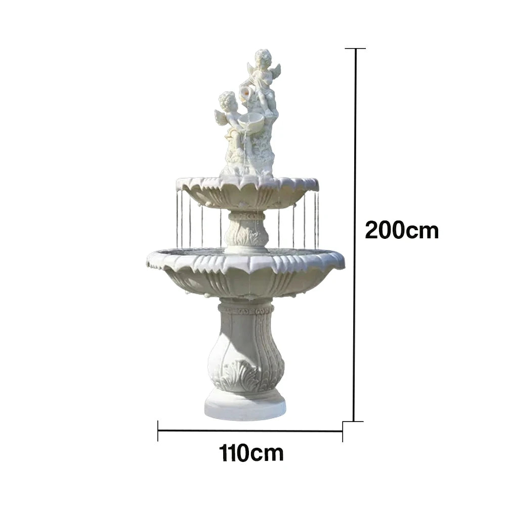 SOLARA Natural Sandstone Outdoor Fountain, Built‑In Pump, Smooth Sandstone Finish, Elegant Water Feature