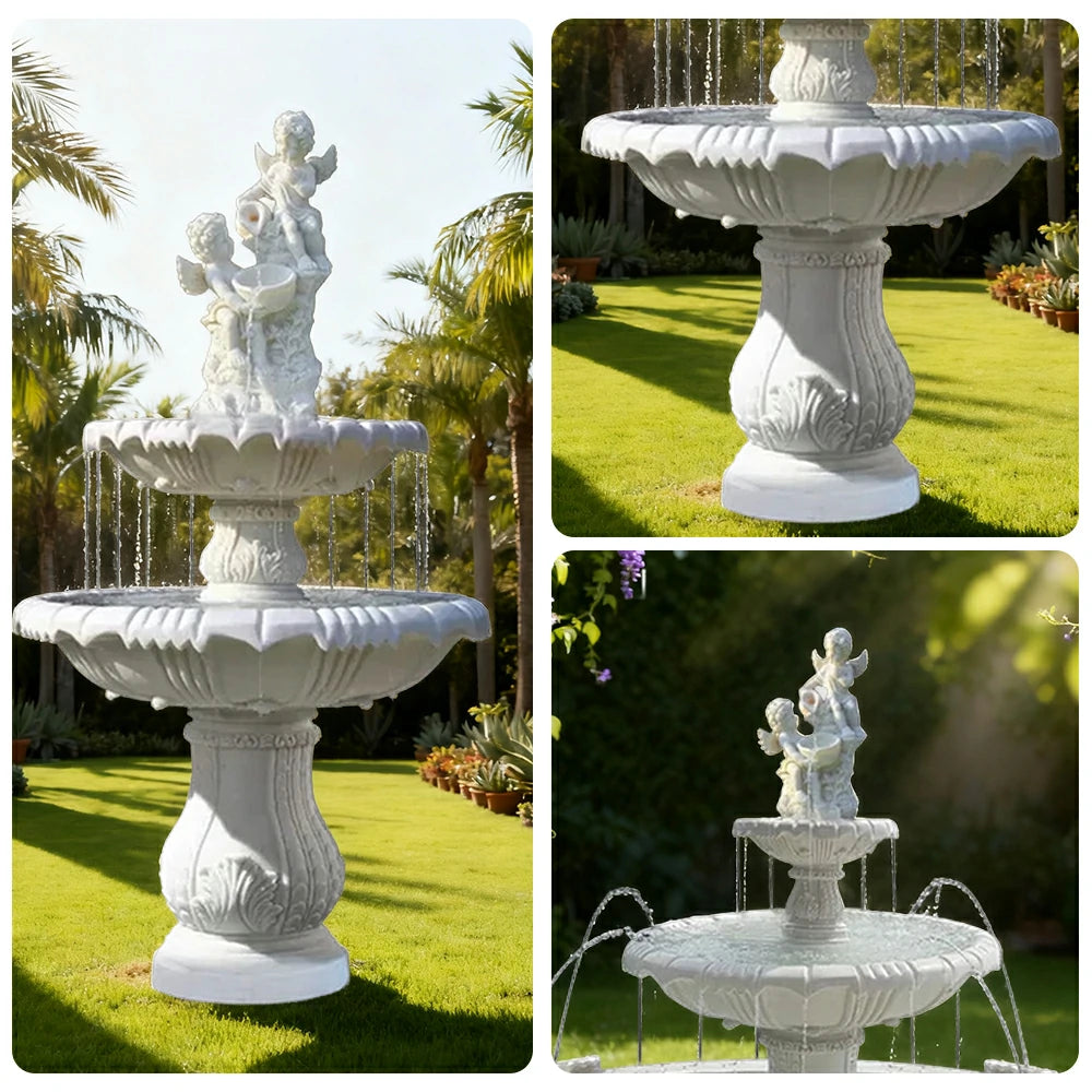 SOLARA Natural Sandstone Outdoor Fountain, Built‑In Pump, Smooth Sandstone Finish, Elegant Water Feature