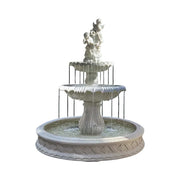 SOLARA Natural Sandstone Outdoor Fountain with 1.5m Fish Pond, Built‑In Pump, Smooth Sandstone Finish, Elegant Water Feature