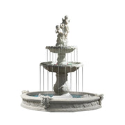 SOLARA Natural Sandstone Outdoor Fountain with 1.6m Fish Pond, Built‑In Pump, Smooth Sandstone Finish, Elegant Water Feature