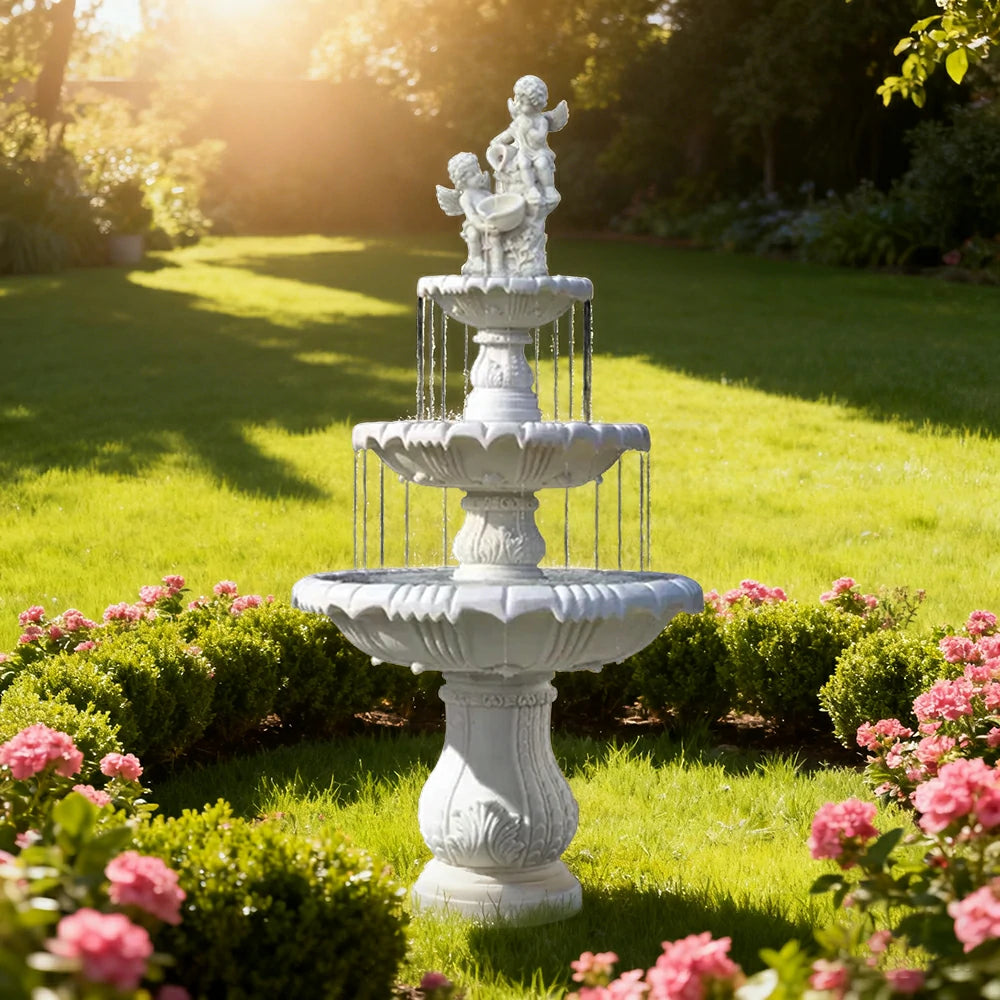 SOLARA Natural Sandstone Outdoor Fountain, Hand‑Polished Texture, Continuous Water Flow, Garden Centrepiece