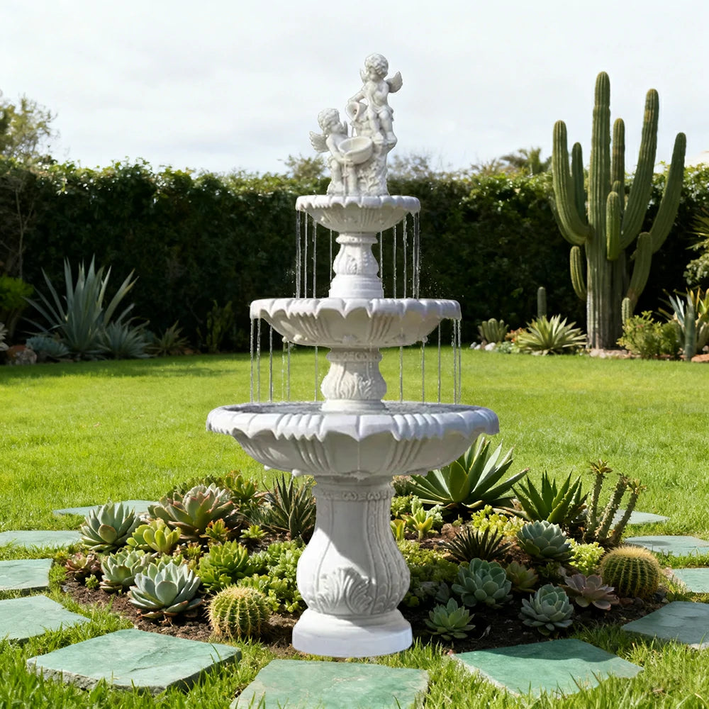 SOLARA Natural Sandstone Outdoor Fountain, Hand‑Polished Texture, Continuous Water Flow, Garden Centrepiece