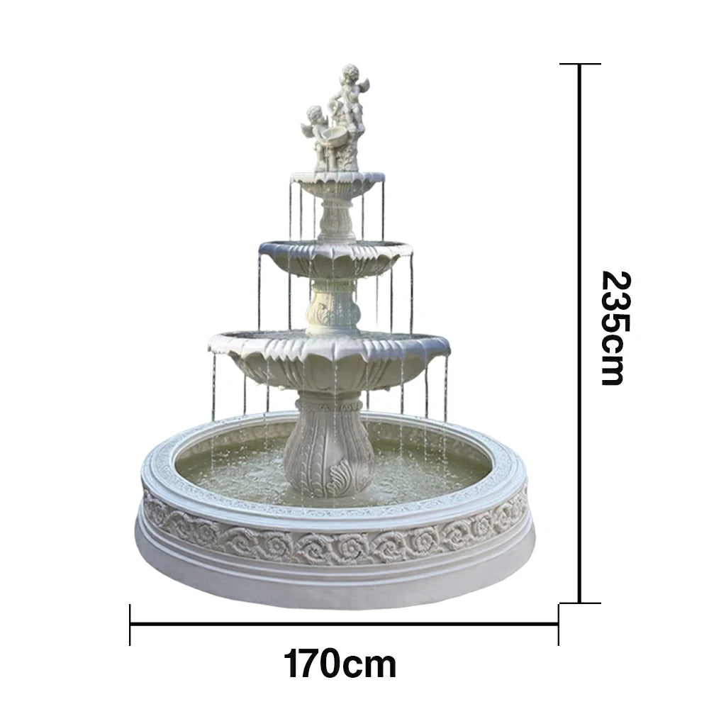 SOLARA Natural Sandstone Outdoor Fountain with 1.7m Fish Pond, Hand‑Polished Texture, Continuous Water Flow, Garden Centrepiece