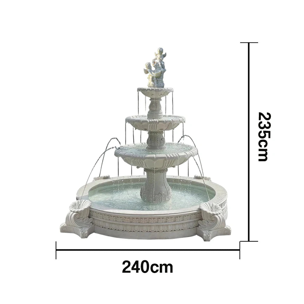 SOLARA Natural Sandstone Outdoor Fountain with 2.4m Fish Pond, Hand‑Polished Texture, Continuous Water Flow, Garden Centrepiece