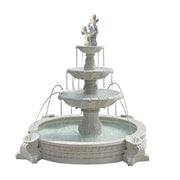 SOLARA Natural Sandstone Outdoor Fountain with 2.4m Fish Pond, Hand‑Polished Texture, Continuous Water Flow, Garden Centrepiece