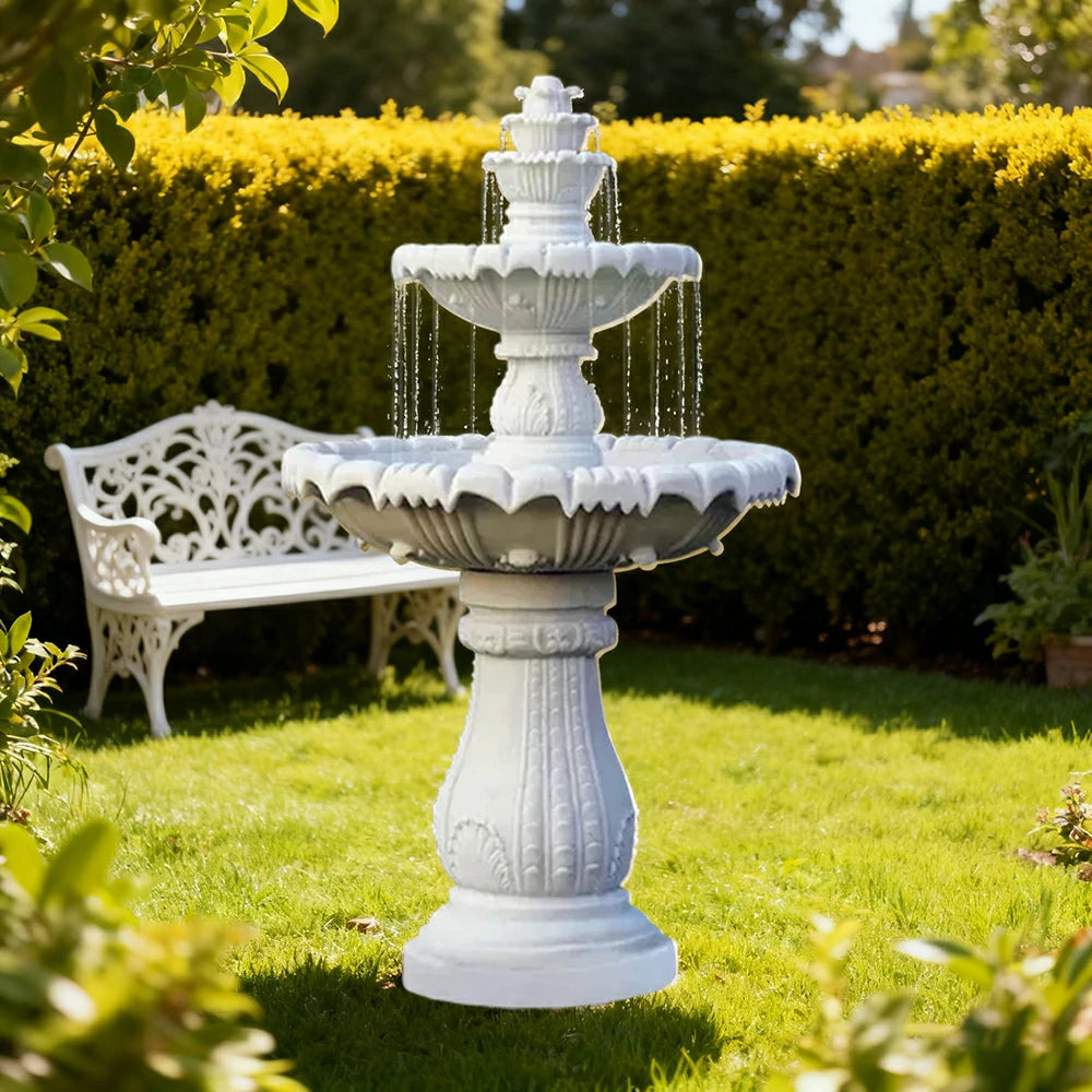 SOLARA Natural Sandstone Outdoor Fountain, Circulation Pump Included, Smooth Polished Stone, Premium Water Feature