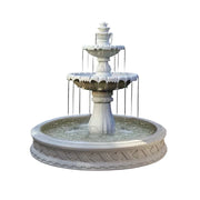 SOLARA Natural Sandstone Outdoor Fountain with 1.5m Fish Pond, Circulation Pump Included, Smooth Polished Stone, Premium Water Feature