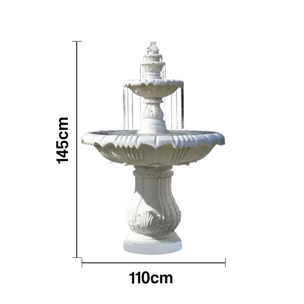 SOLARA Natural Sandstone Outdoor Fountain, Carved Stone Detail, Built‑In Circulation, Outdoor Garden Feature