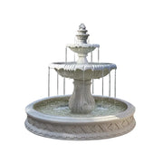 SOLARA Natural Sandstone Outdoor Fountain with 1.5m Fish Pond, Carved Stone Detail, Built‑In Circulation, Outdoor Garden Feature