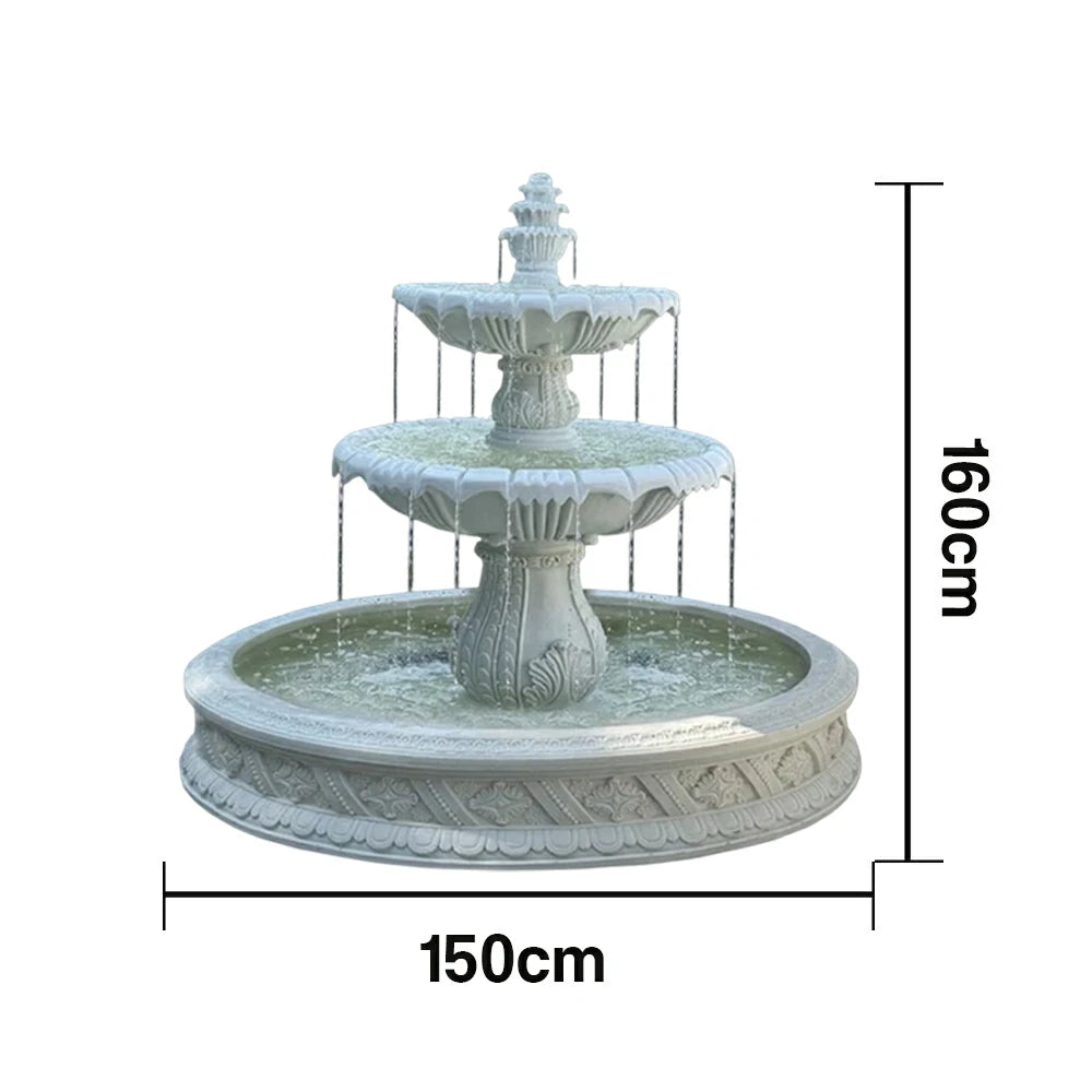SOLARA Natural Sandstone Outdoor Fountain with 1.5m Fish Pond, Natural Sandstone Texture, Hand‑Polished Finish, Peaceful Water Feature