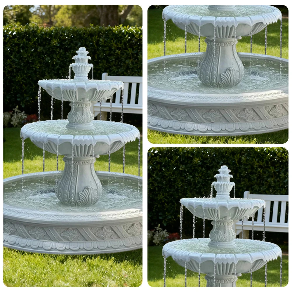 SOLARA Natural Sandstone Outdoor Fountain with 1.5m Fish Pond, Natural Sandstone Texture, Hand‑Polished Finish, Peaceful Water Feature