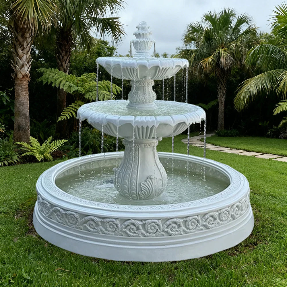 SOLARA Natural Sandstone Outdoor Fountain with 1.7m Fish Pond, Natural Sandstone Texture, Hand‑Polished Finish, Peaceful Water Feature