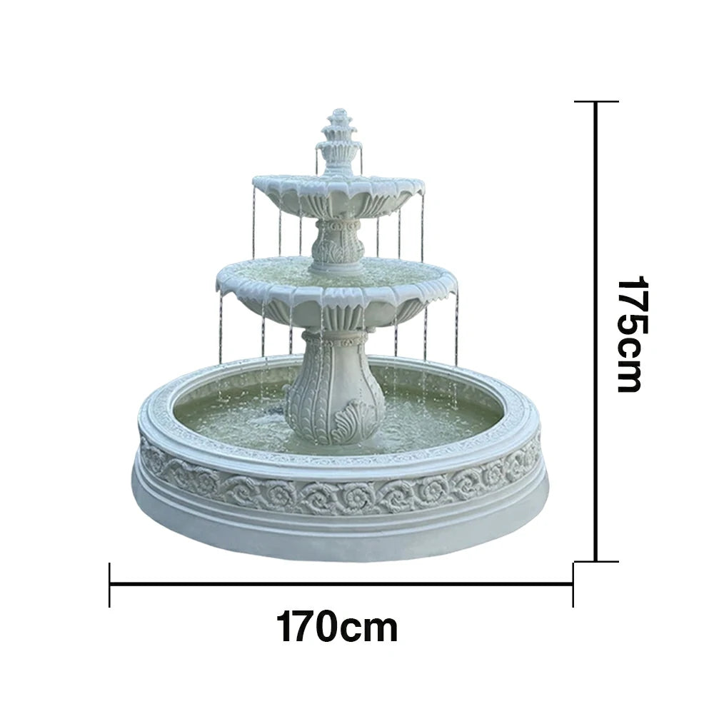 SOLARA Natural Sandstone Outdoor Fountain with 1.7m Fish Pond, Natural Sandstone Texture, Hand‑Polished Finish, Peaceful Water Feature