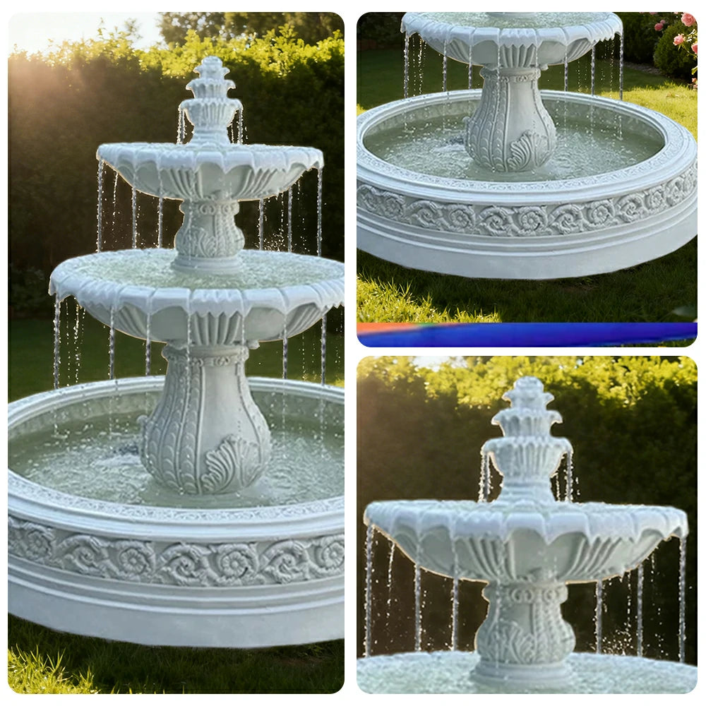 SOLARA Natural Sandstone Outdoor Fountain with 1.7m Fish Pond, Natural Sandstone Texture, Hand‑Polished Finish, Peaceful Water Feature