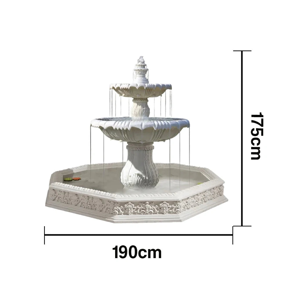 SOLARA Natural Sandstone Outdoor Fountain with 1.9m Fish Pond, Natural Sandstone Texture, Hand‑Polished Finish, Peaceful Water Feature