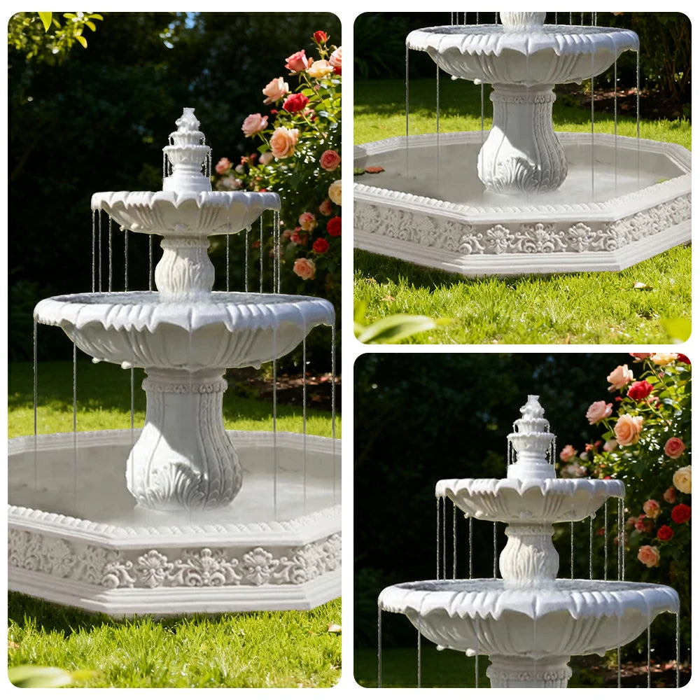 SOLARA Natural Sandstone Outdoor Fountain with 1.9m Fish Pond, Natural Sandstone Texture, Hand‑Polished Finish, Peaceful Water Feature