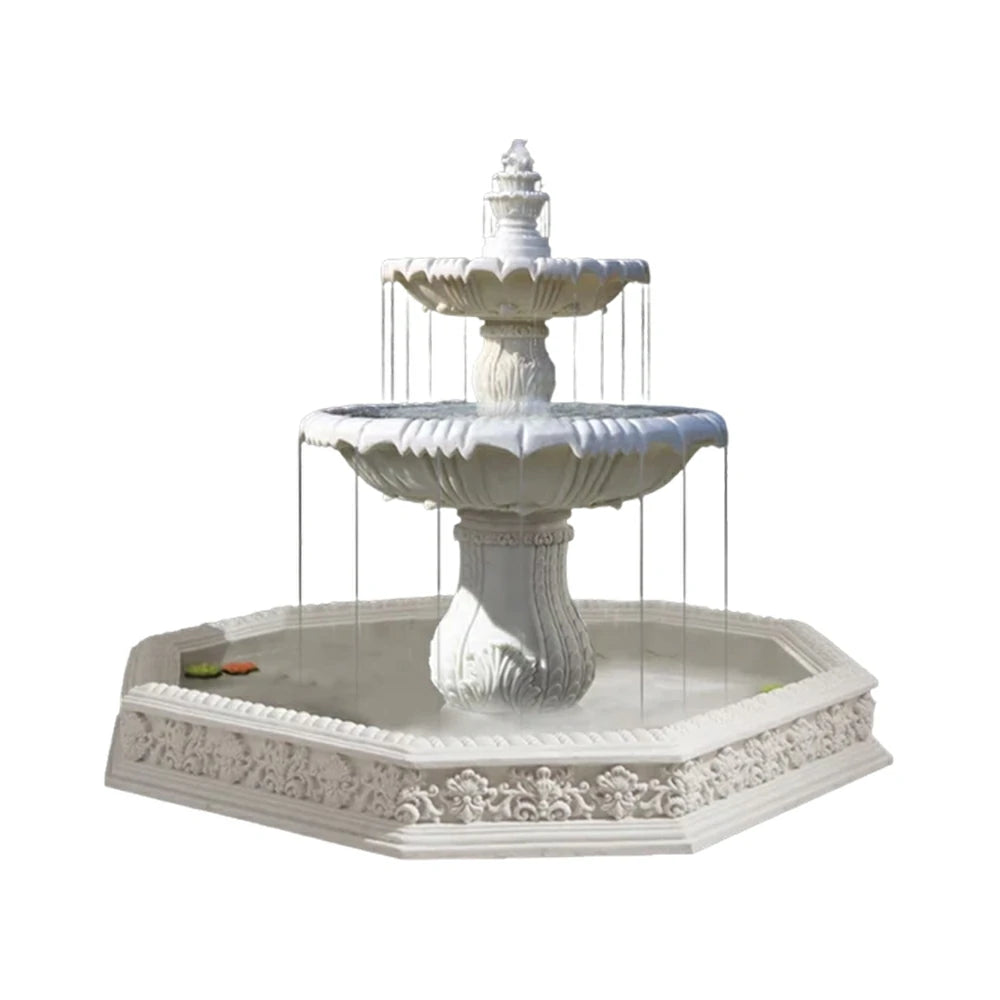 SOLARA Natural Sandstone Outdoor Fountain with 1.9m Fish Pond, Natural Sandstone Texture, Hand‑Polished Finish, Peaceful Water Feature