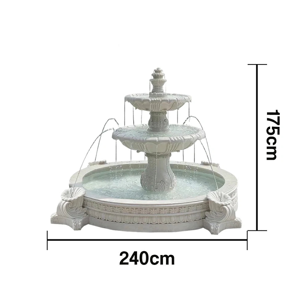 SOLARA Natural Sandstone Outdoor Fountain with 2.4m Fish Pond, Natural Sandstone Texture, Hand‑Polished Finish, Peaceful Water Feature