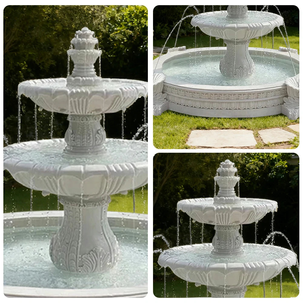 SOLARA Natural Sandstone Outdoor Fountain with 2.4m Fish Pond, Natural Sandstone Texture, Hand‑Polished Finish, Peaceful Water Feature