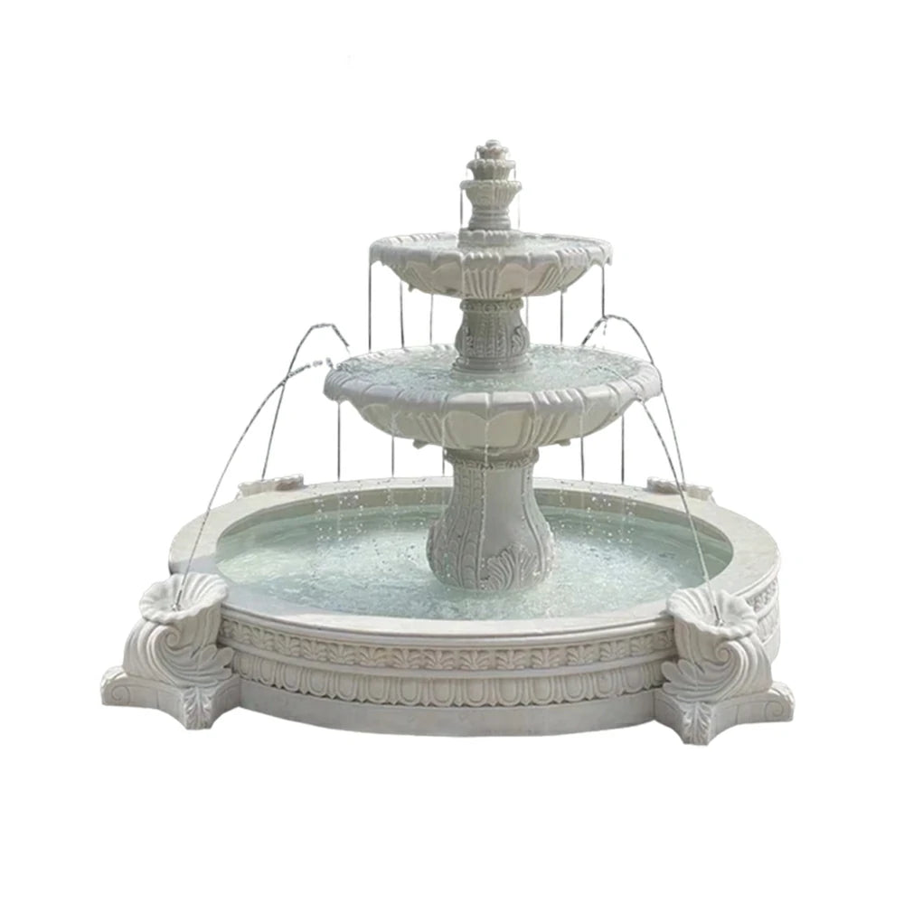 SOLARA Natural Sandstone Outdoor Fountain with 2.4m Fish Pond, Natural Sandstone Texture, Hand‑Polished Finish, Peaceful Water Feature