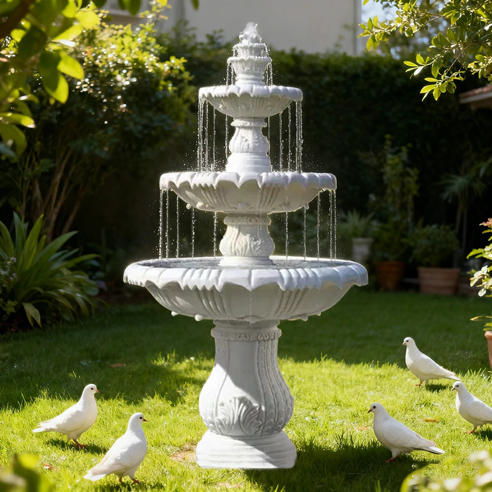 SOLARA Natural Sandstone Outdoor Fountain, Built‑In Circulation Pump, Smooth Stone Texture, Outdoor Pond & Fountain Feature