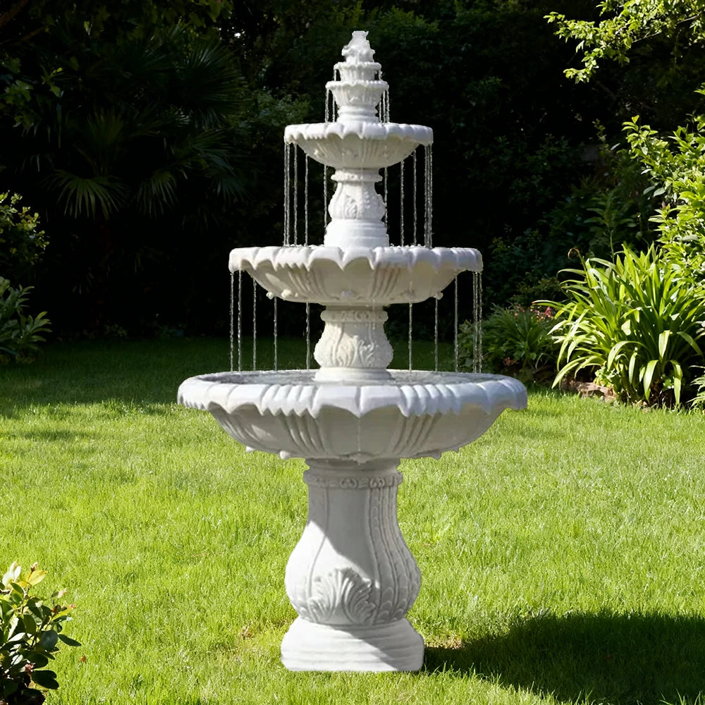 SOLARA Natural Sandstone Outdoor Fountain, Built‑In Circulation Pump, Smooth Stone Texture, Outdoor Pond & Fountain Feature