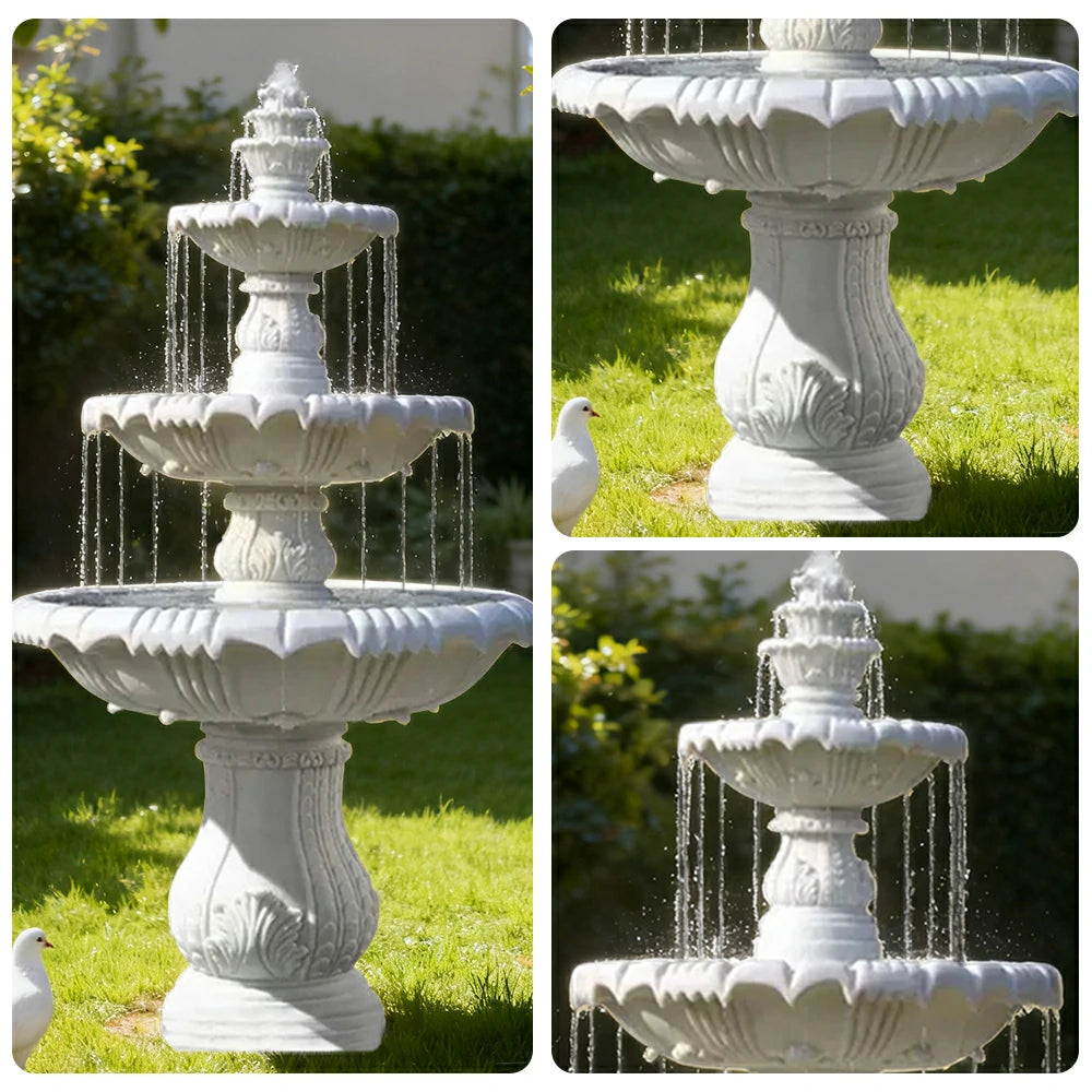 SOLARA Natural Sandstone Outdoor Fountain, Built‑In Circulation Pump, Smooth Stone Texture, Outdoor Pond & Fountain Feature