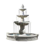 SOLARA Natural Sandstone Outdoor Fountain with 1.6m Fish Pond, Built‑In Circulation Pump, Smooth Stone Texture, Outdoor Pond & Fountain Feature