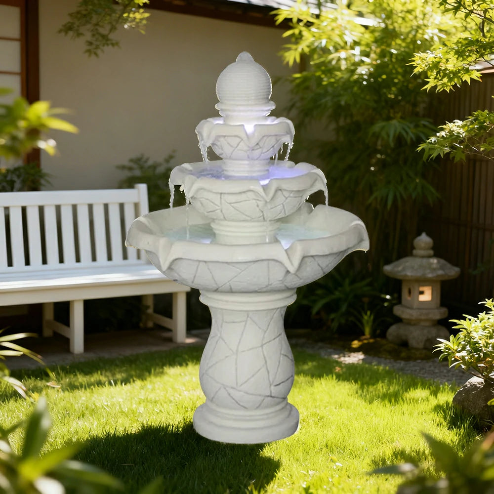 SOLARA Natural Sandstone Outdoor Fountain, Flowing Water, Hand‑Polished Stone, Garden Tranquility Feature
