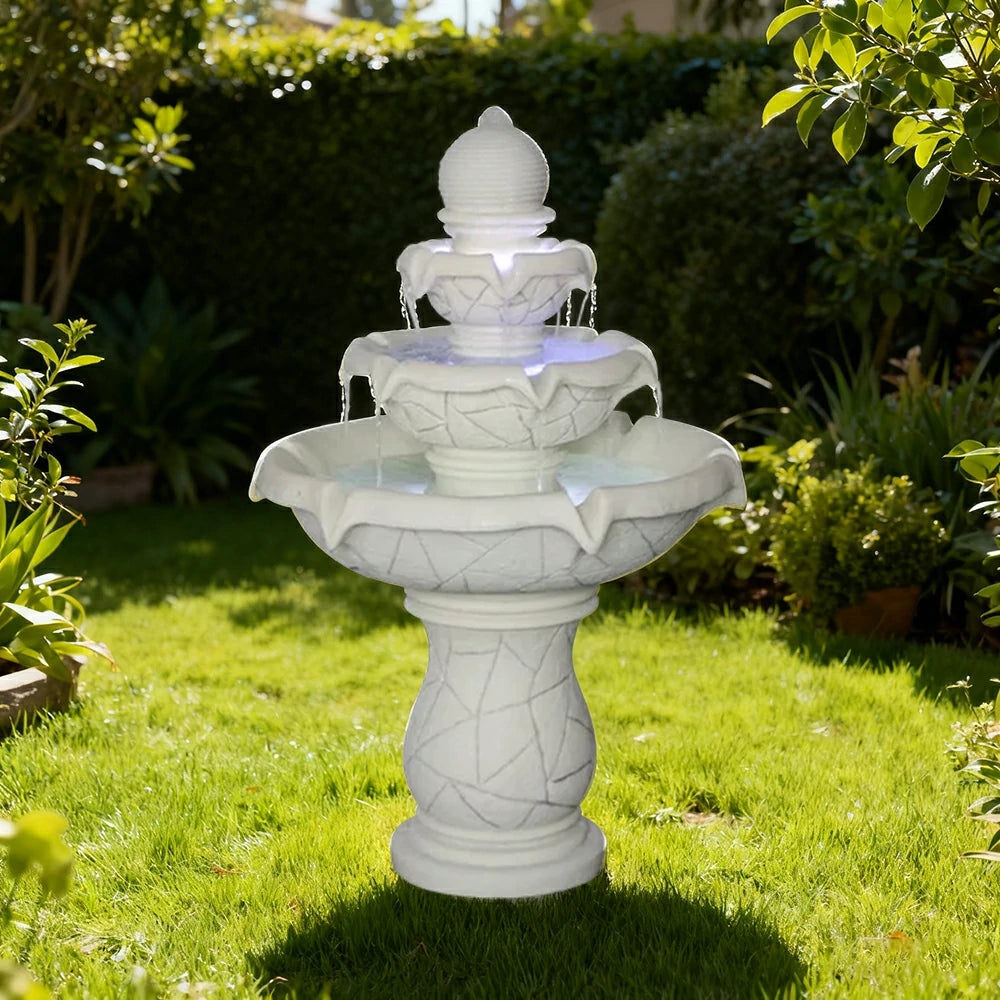 SOLARA Natural Sandstone Outdoor Fountain, Flowing Water, Hand‑Polished Stone, Garden Tranquility Feature