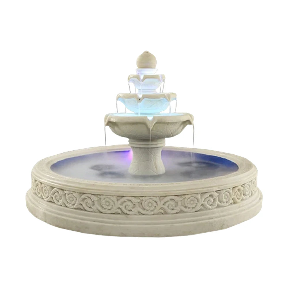 SOLARA Natural Sandstone Outdoor Fountain with 1.7m Fish Pond, Flowing Water, Hand‑Polished Stone, Garden Tranquility Feature