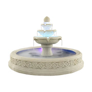 SOLARA Natural Sandstone Outdoor Fountain with 1.7m Fish Pond, Flowing Water, Hand‑Polished Stone, Garden Tranquility Feature